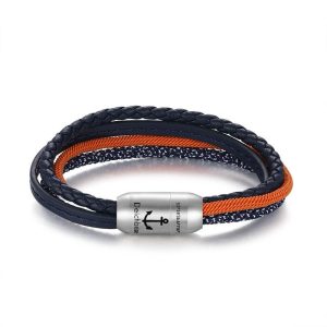 Multistrang Armband Blue Sun (Segelseil & Fibre Leder) (Veggie)