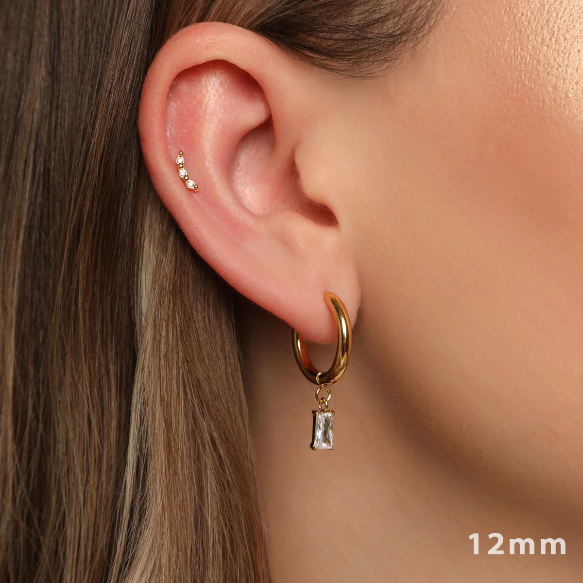 Simple Baguette Ohrringe | 18K vergoldet – Bild 6