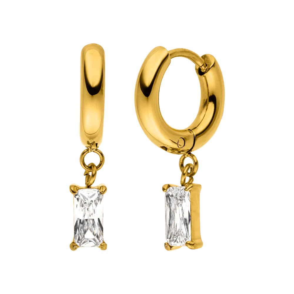 Simple Baguette Ohrringe | 18K vergoldet – Bild 7
