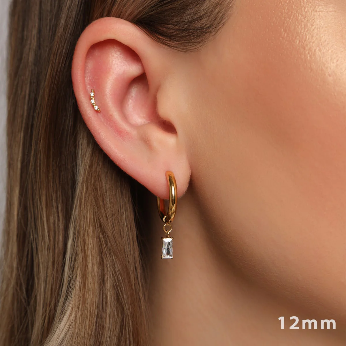 Simple Baguette Ohrringe | 18K vergoldet – Bild 4