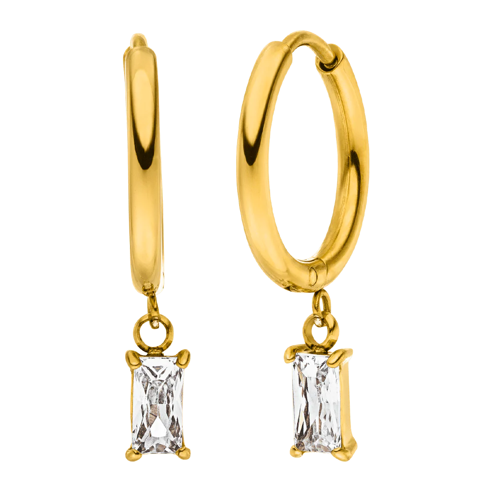 Simple Baguette Ohrringe | 18K vergoldet – Bild 2